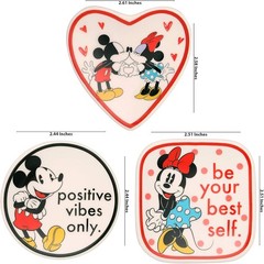 Disney Mickey and Minnie Multicoloured Ceramic Gift 3 piece Boxed Trinket Tray S