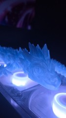 24” Articulated Crystal Dragon 3D Printed – Sky Blue Translucent PLA – Flexible
