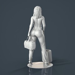 Unpainted resin figurine. Beautiful woman girl with bags 1:18 1:24 1:32 1/43