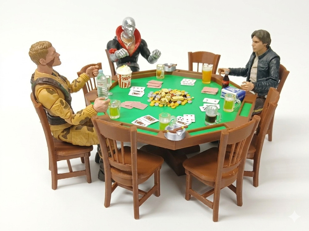 1:12 POKER PLAYSET TABLE CHAIRS DRINKS + for 6in figure diorama star wars GI JOE