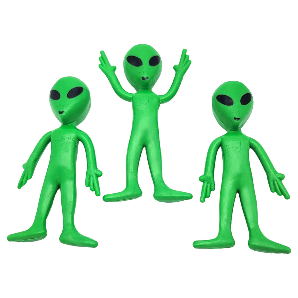 Bendable Rubber Green Aliens – 12 Pack (3.75″) Action Figures Bendable UFO