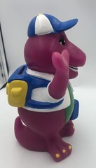 1992 Barney Purple Dinosaur Coin Piggy Bank With Plug Back to School