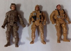 3 Military Soldiers Action Figures 4″ Tan Brown Children’s Toy No Accessories