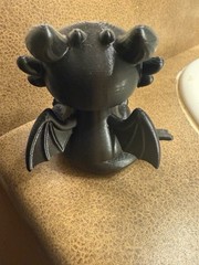 3D Printed Toothless Chibi Figurine – Black Sitting Baby Dragon Toy/Decor