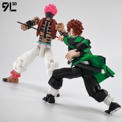 9L3D Printed Demon Slayer AKAZA Tanjiro Kamado Lucky Dummy Action Figures