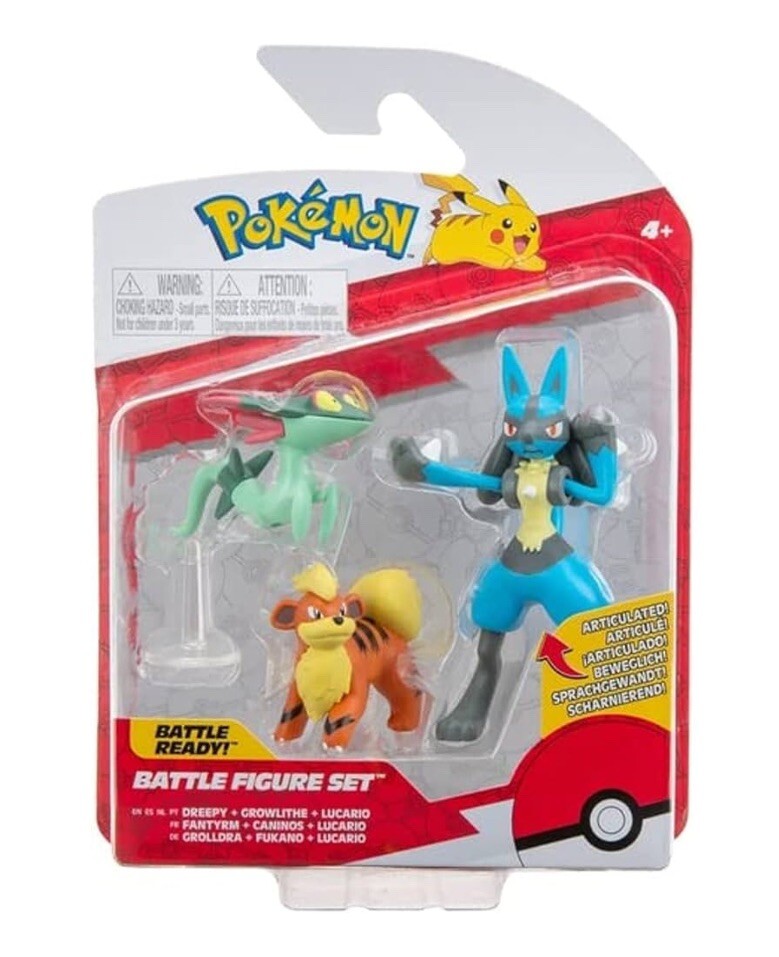 Pokemon Battle Action Figure Set 2022 GROWLITHE DREEPY LUCARIO – NEW!