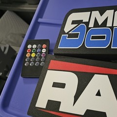 WWE Mattel 3D Printed RAW SMACKDOWN 8 X 4 Lighted Wall Logo Accessory Bundle
