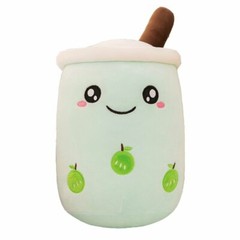 Soft Boba Milk Tea Pearl Bubble Brown White Pink Green Plush Pillow Stuffed Doll