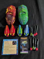 Retro/Vintage Space Pod Fistful of Aliens Pods And Launcher Lot, Red Green 1997