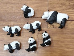 Eric Carle EC PVC 3” Panda Bear Figure Cake Topper, 6 Safari LTD Pandas Lot