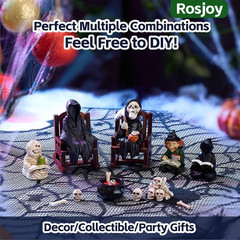 Cute Grim Reaper Shelf Sitter,Miniature Grim Reaper Statue on Rocking Chair,Goth