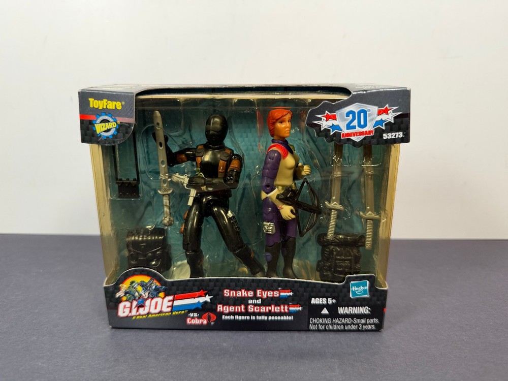 GI Joe vs Cobra SNAKE EYES AGENT SCARLETT ToyFare 3.75″ Action Figure Set 2002