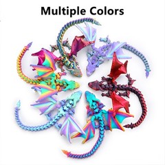 SUMLAND 3D Printed Dragon with Wings,3D Animals 15.75 inch, Black Red