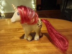 Vintage Hasbro 1983 My Little Pony Moondancer Unicorn Pink And White With Stars