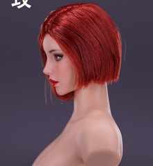 1/6 Female Head Sculpt RED short Hair YMT084 B for 12” Female Figure phicen