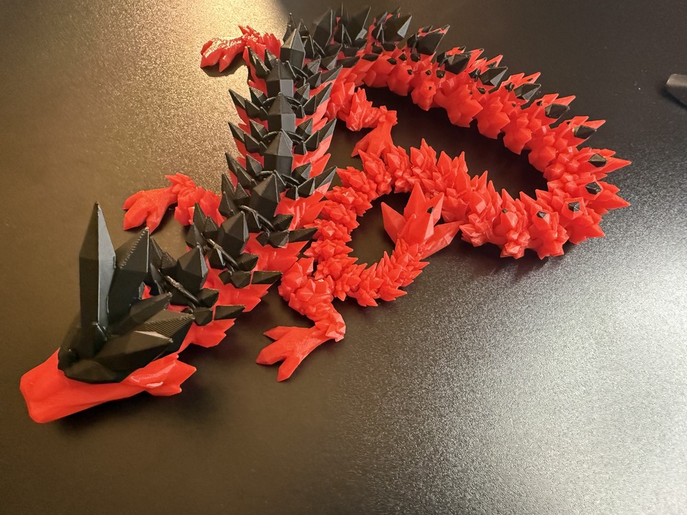 Articulated Crystal Dragon 23inch Red Black
