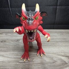 2018 11” Toys R Us Red Dragon w/ Green Eyes Fantasy Soft Rubber Toy
