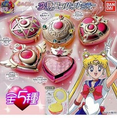 Bandai Sailormoon 20th Anniversary Brooch Compact Mirror Part 1 Gashapon Set x5