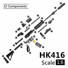 1/6 HK416 M416 Weapon For 12″ Action Figure Assault Rifle PUBG Guns Model