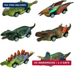 Dinosaur Toy Pull Back Cars, 6 Pack Dino Toys for Kids Ages 3 and Up