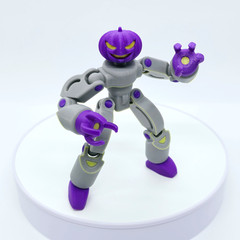 Pumpkin Jack | Robot Mech Action Figure | 3D Printed Humanoid Articulated Toy