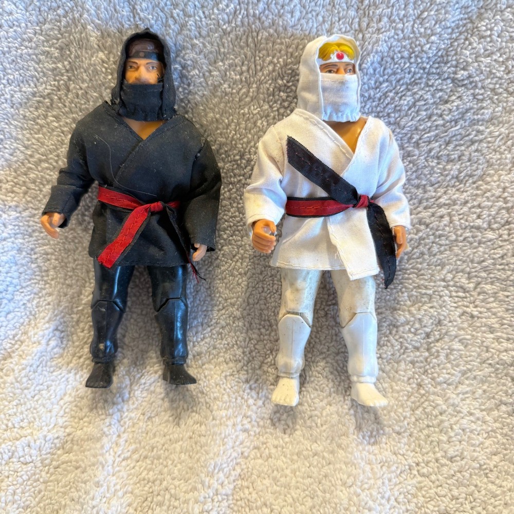 Vintage 1980s American Ninja Action Figure Set Black and White Gi 6 Inch Toy