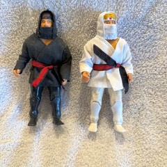 Vintage 1980s American Ninja Action Figure Set Black and White Gi 6 Inch Toy