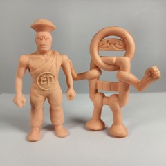 Lot of 2 Vintage Japanese Kinnikuman Flesh Color Figures Chainman & Curry Cook