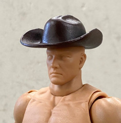 SU-RBH-BRN: 1/12 scale Dark Brown Cowboy Fedora Hat for 6″ ~ 7″ action figures