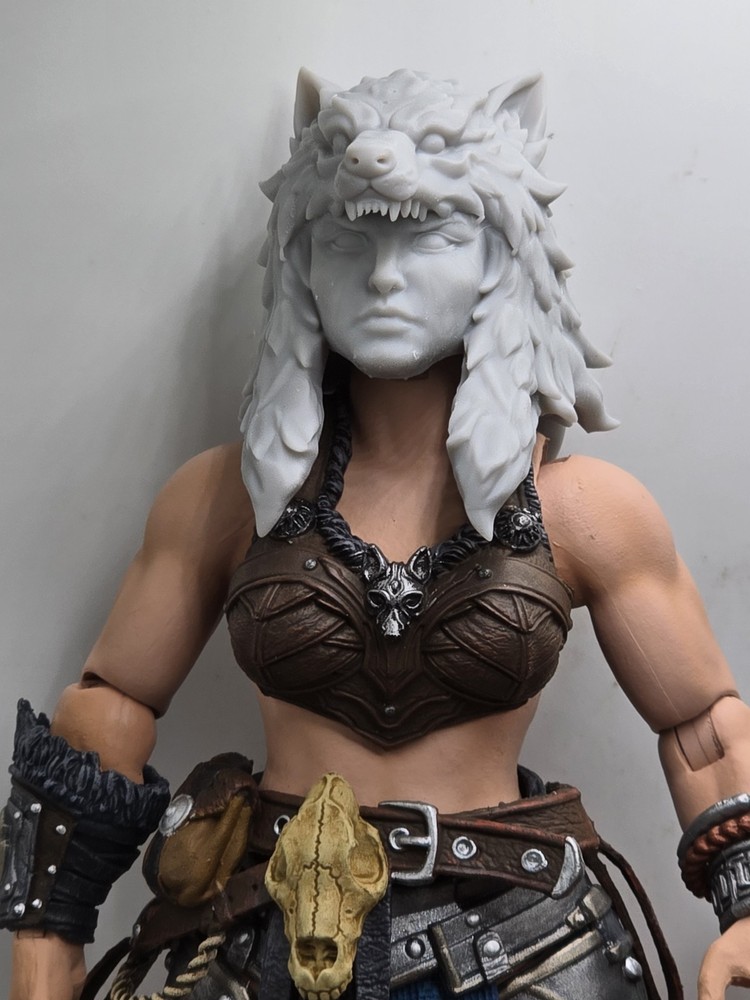 3d Printed ULFHEDNAR BARBARIAN FEMALE #1 1.0 Headsculpt For Mythic Legions 1/12