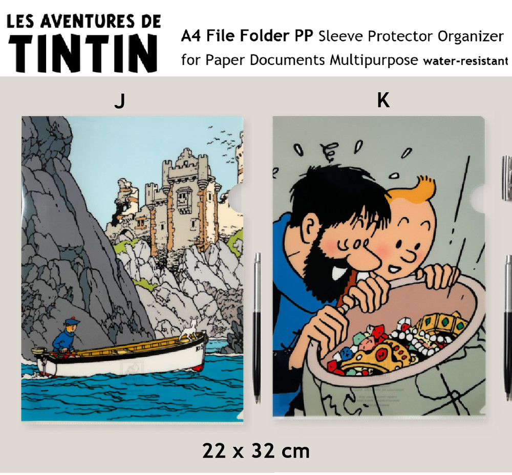 TINTIN A4 File Folder [x 2] CLEAR PP Sleeve Protector Organizer for Paper Docs