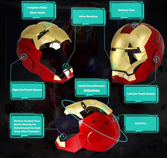 Autoking Iron Man Gold MK5 Helmet Electronic Voice Activated Open&Close Mask New