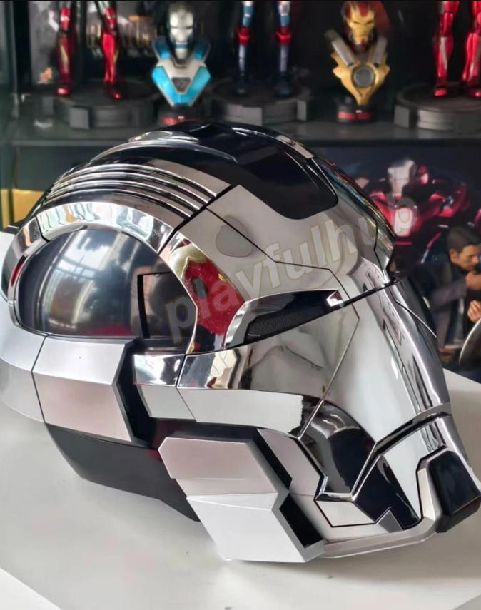 Iron Man MK17 1/1 Wearable Cosplay Mask Helmet Silver English Voice-control Prop