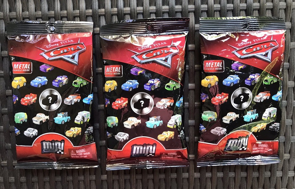 Disney Pixar Cars MINI RACERS Blind Bag Lot 3 Car Bags NEW