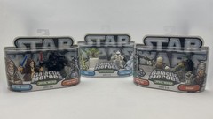 2004 Star Wars Galactic Heroes Lot: 3 Two-Packs – Boba Fett, Vader, Yoda +