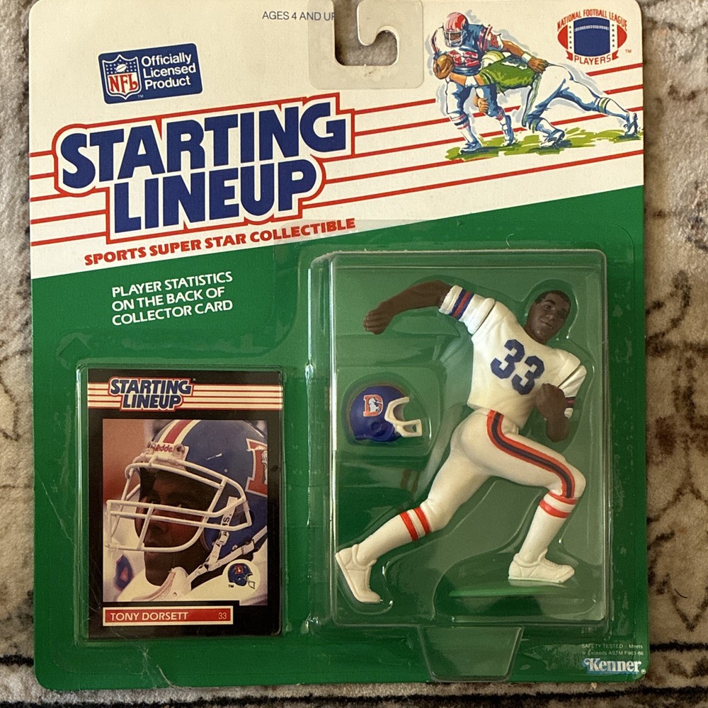 Kenner Starting Lineup 1989 NFL Edition Tony Dorsett Figure Card & Helmet