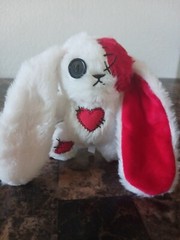 Goth Bunny Red/ White Plush (Size: 7.09in×5.12in) Christmas Gift
