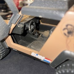 1984 Hasbro Jeep Mark II has steering wheel/ gas cans, no driver