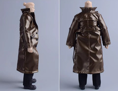1/12 Scale Male Soldiers Clothes British Style Shiny Fabric Trench Coat Overcoat
