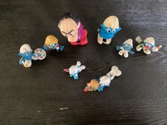 Vintage 1980’s Smurfs Action Figures and Wind-up Toy Lot. Gargamel, Clown