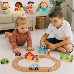 Wooden Train Set for Toddler, Wooden Tracks fits Thomas, fits Brio, fits Chug