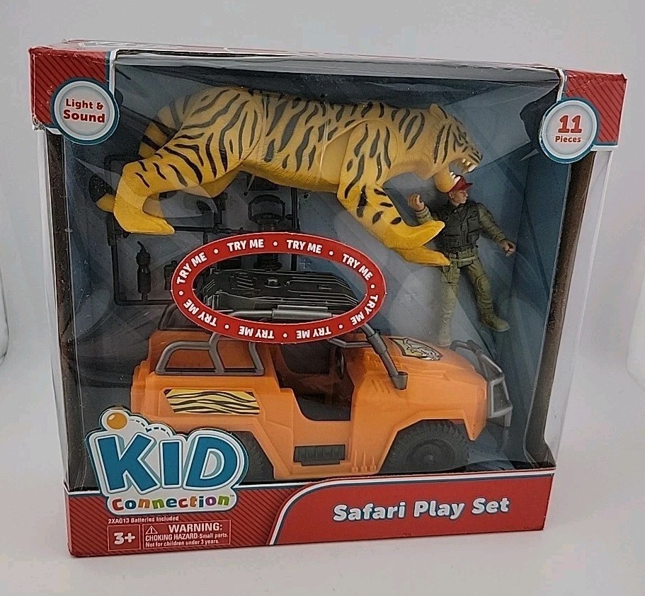 Kid Connection Safari Play Set W/ Light & Sound New In Box Ages 3+ Tiger Vehicle