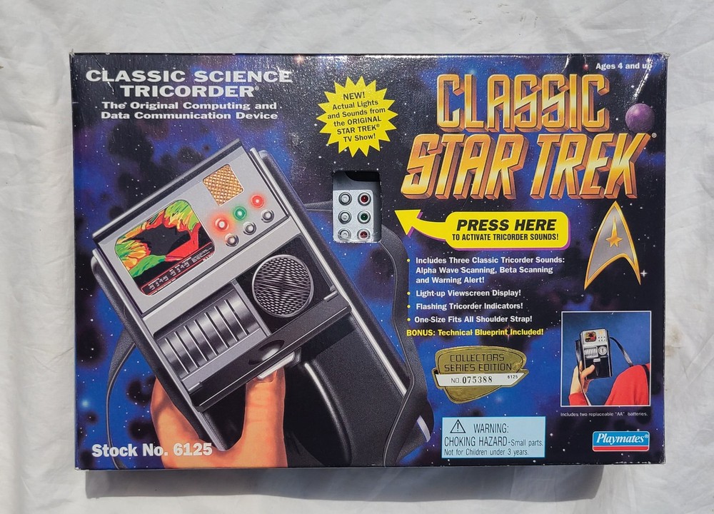 Classic Star Trek TOS Science Tricorder Playmates 1995 Open Box Complete Works