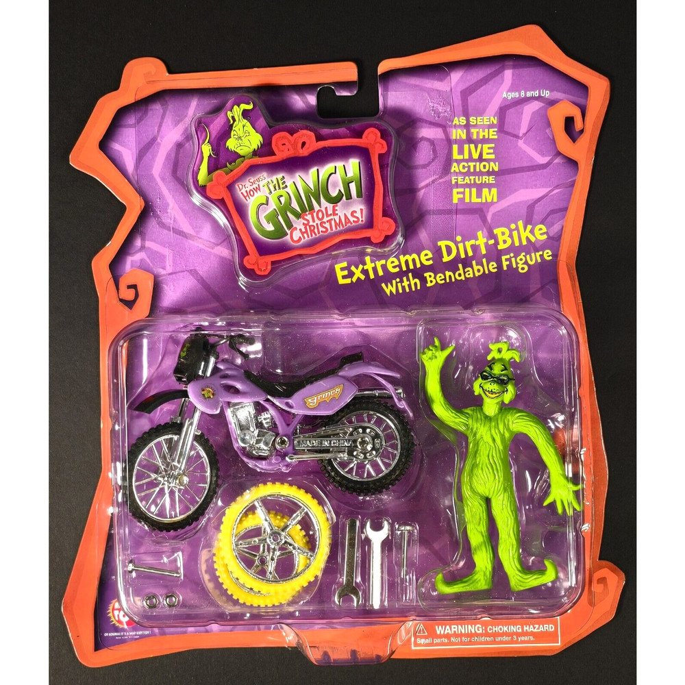 VTG Dr. Seuss How The Grinch Stole Christmas Extreme Dirt Bike Bendable Figure