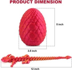 Easter Gift 3D Printed Dragon Full Articulated Dragon w/Egg Colourful Decorative