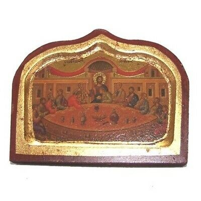 Last Supper Icon with sheets of Gold (Lithography) (6.5 x 4.8 inches)