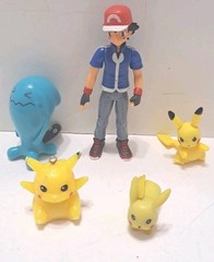 Pokemon Wobbuffet Ash Ketchum & Pikachu Figures TOMY Anime Lot Of 5 Collectibles
