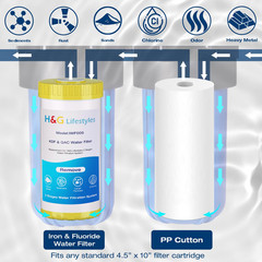 2-Stage Whole House Water Filtration System, GAC KDF 58 Filter and PP Cotton Fil
