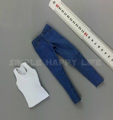 1/6 Man clothes custom wolverine White Base Tank Top with Jeans for hot toys USA