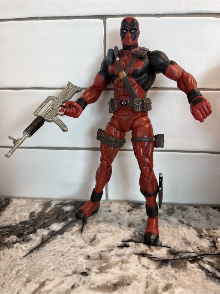 Hasbro Marvel Deadpool 7.5” Action Figure with Loose Rifle Red Black